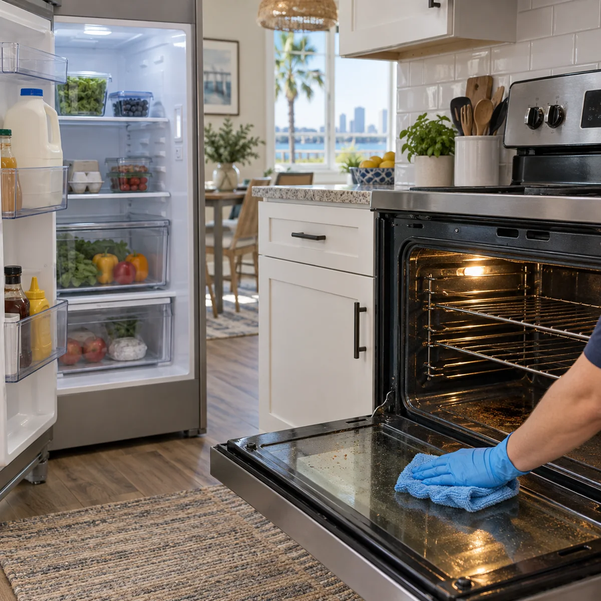 How to Clean Refrigerator Shelves, Drawers and Door Seals — illustrative scene